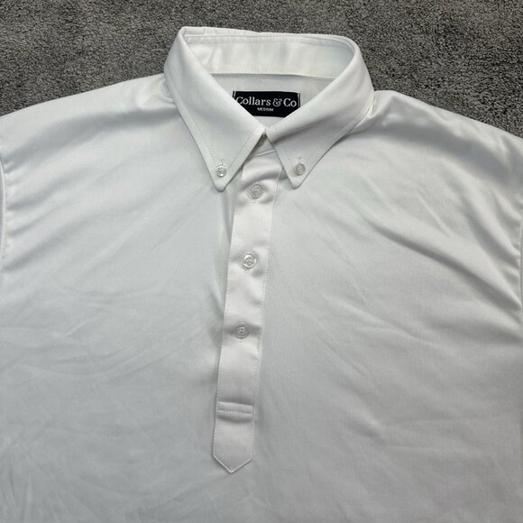 Collars & Co Shirt Mens Medium White Perfomance Golf Polo Lightweight Breathable - Picture 2 of 8